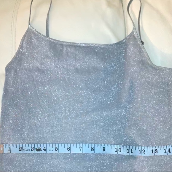 MED Ann Taylor Sparkly Platinum Stretch Tank w/Adjustable Straps 22 1/2”H 15”W - Picture 7 of 11